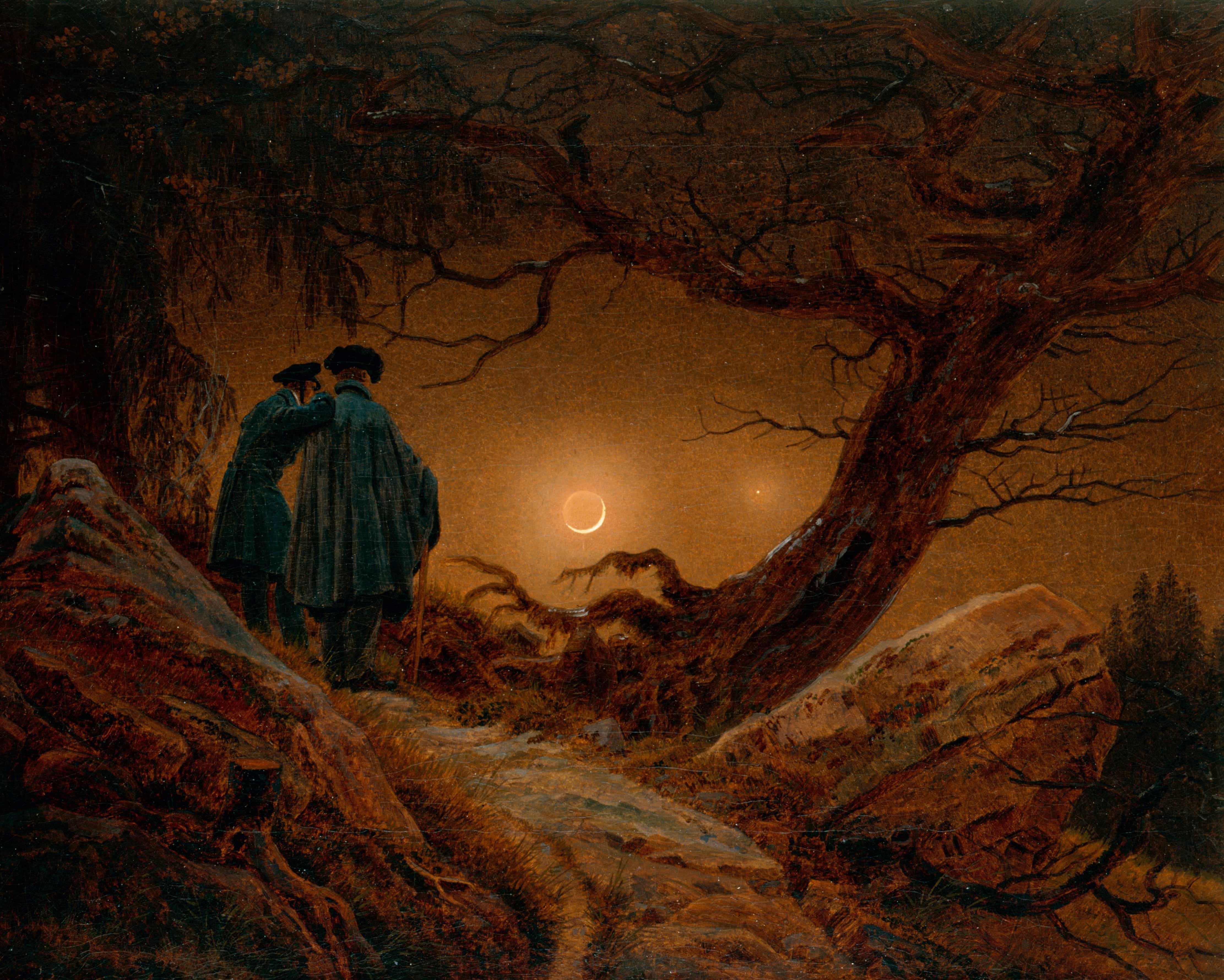 月を眺める二人の男【1819-20】