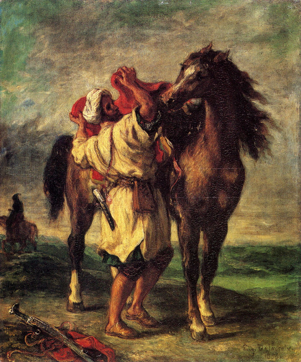 《馬に鞍をおくアラブ人》