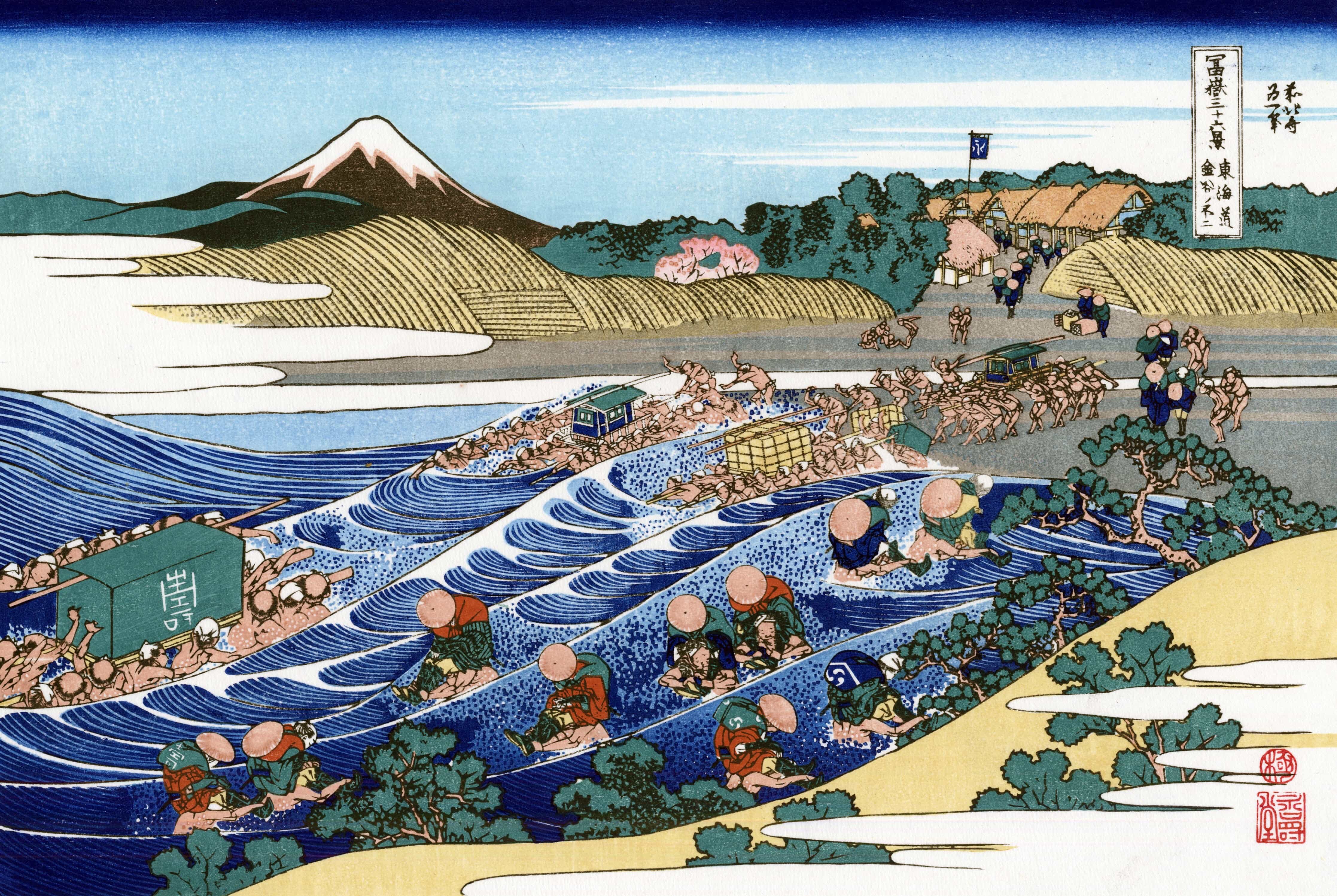(Katsushika　額装　木版画　葛飾北斎　Hokusai)