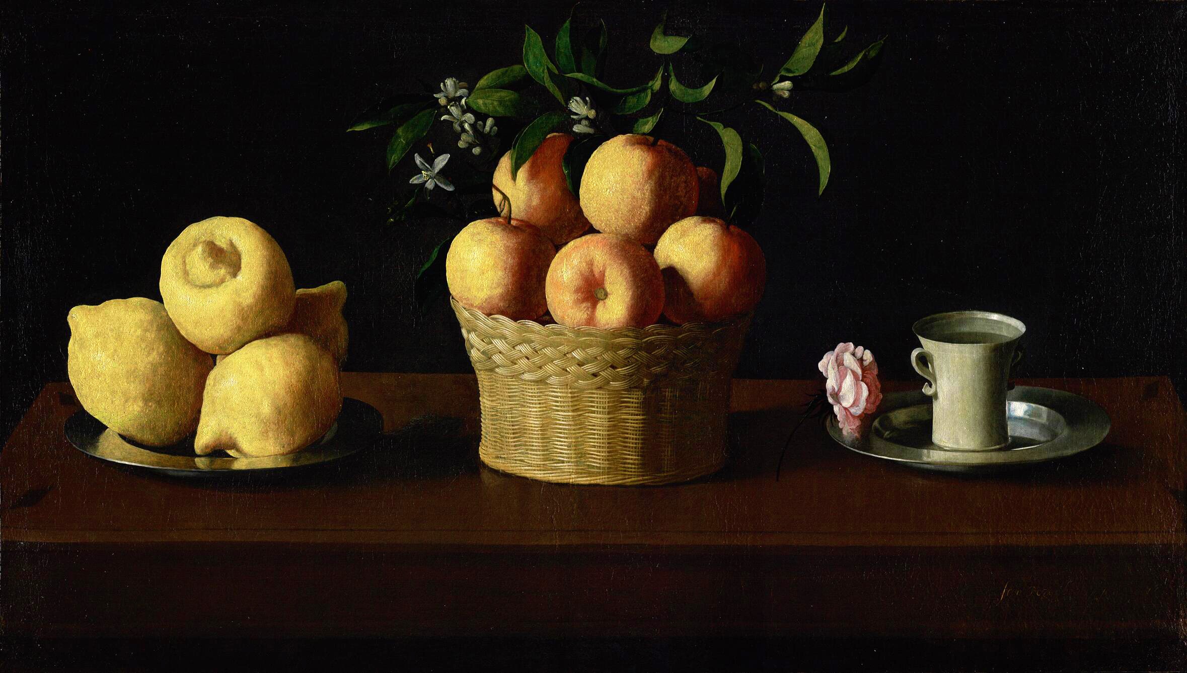 『オレンジ、レモン、水の入ったコップのある静物』 フランシスコ・デ・スルバラン 【1633】